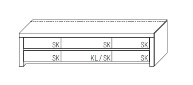 Minimalistischer TV-Schrank mit sechs Schubladen und klaren Linien